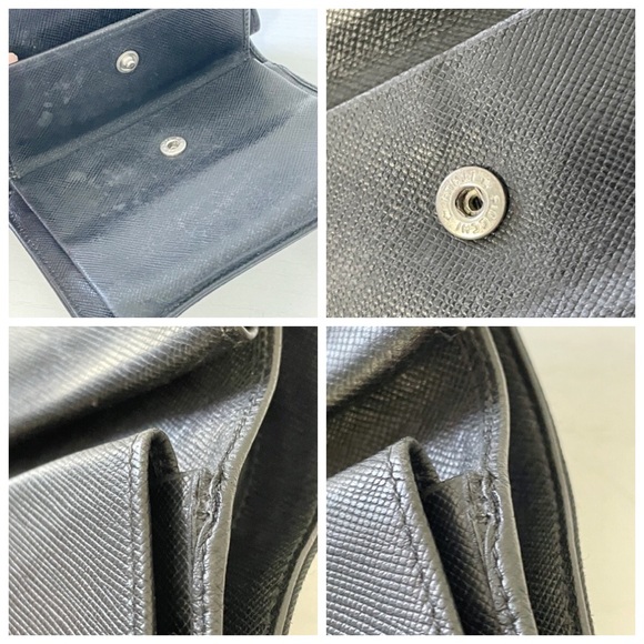 Prada black nylon triangle logo medium double bifold wallet unisex - Picture 5 of 11